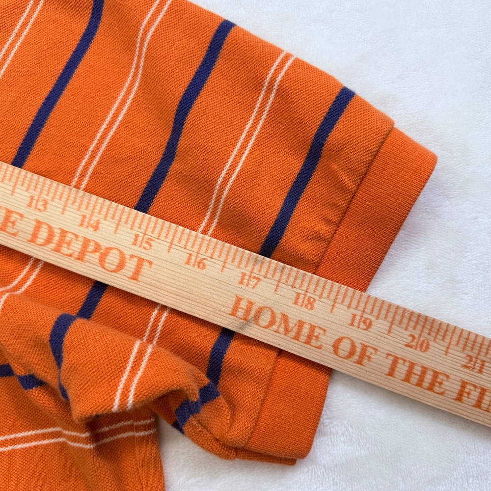 Polo Ralph Lauren Mens XXL Orange Striped Short Sleeve Cotton Pique Polo Shirt - Picture 12 of 14